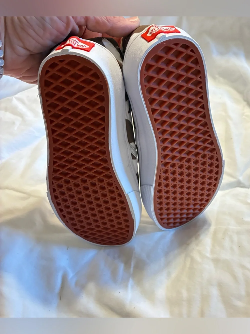 Vans Classic Slip-On Cow Print Loafers - White & Brown